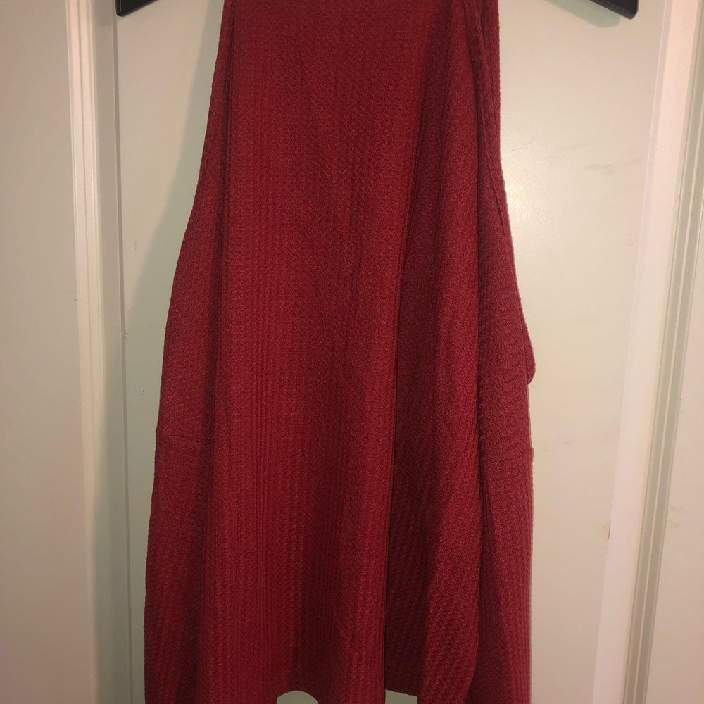 Red Shoulderless Knit Top